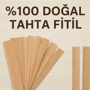 Ahşap mum fitili 50 adet parafinli kalın ahşap fitil