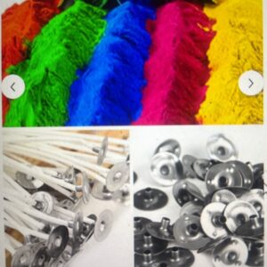 5 Renk Mum Boyası + 10 cm 50 Adet Mum Fitili + 50 Adet Fitil Tutacağı